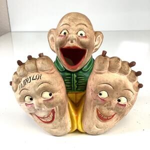 Vtg Bisque Happy Feet Ceramic Ashtray Match Holder A Happy Lot Japan Vater Style